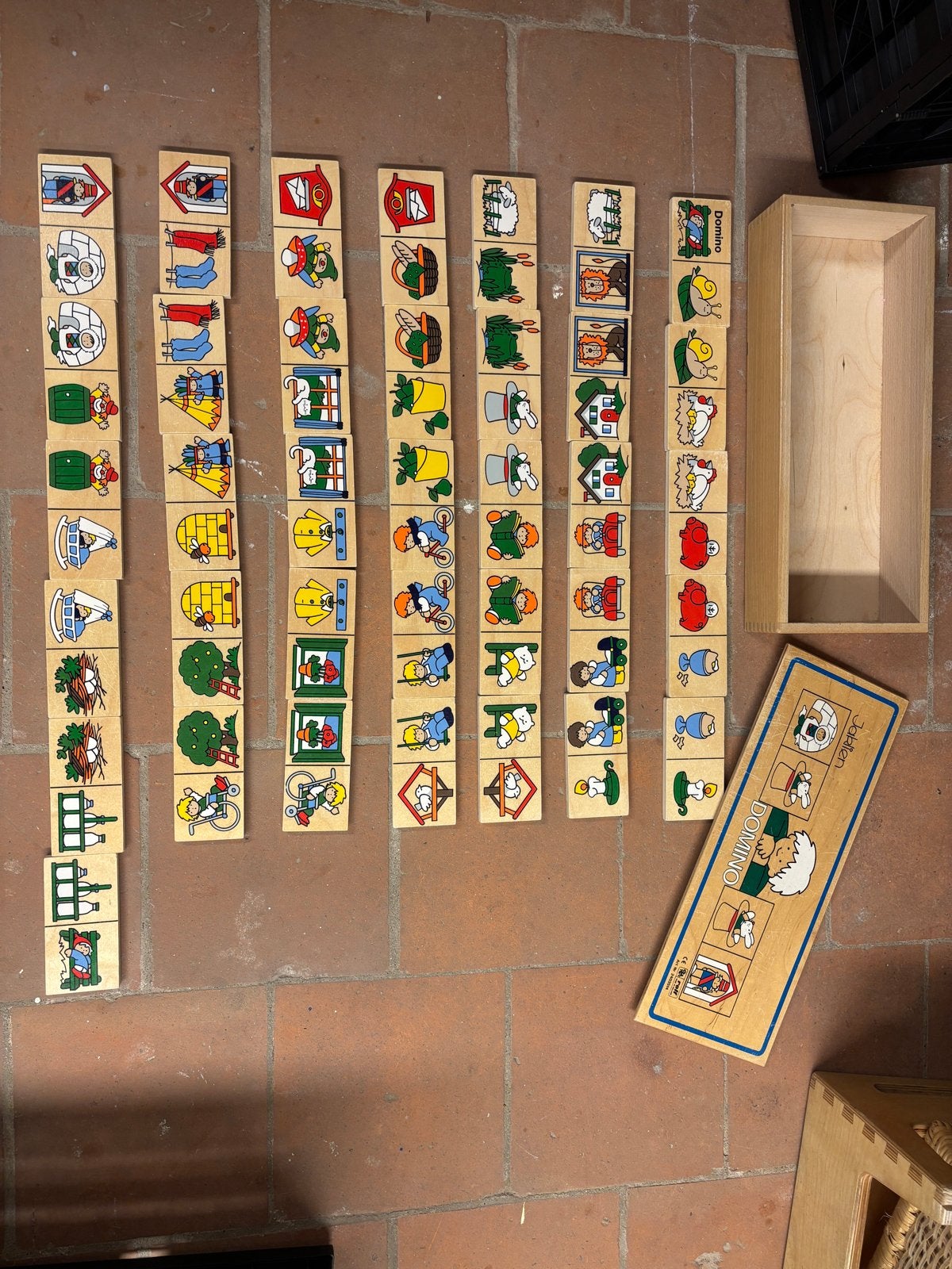 Houten Domino Spel voor Kinderen met Dieren en Figuren, Ophalen of Verzenden, Gebruikt, Overige typen