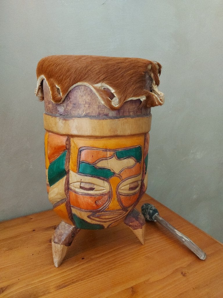 Zulu of Swazi drum - Zuid Afrika, Antiek en Kunst, Kunst | Niet-Westerse kunst, Verzenden, 33 cm, Gesneden, Hout