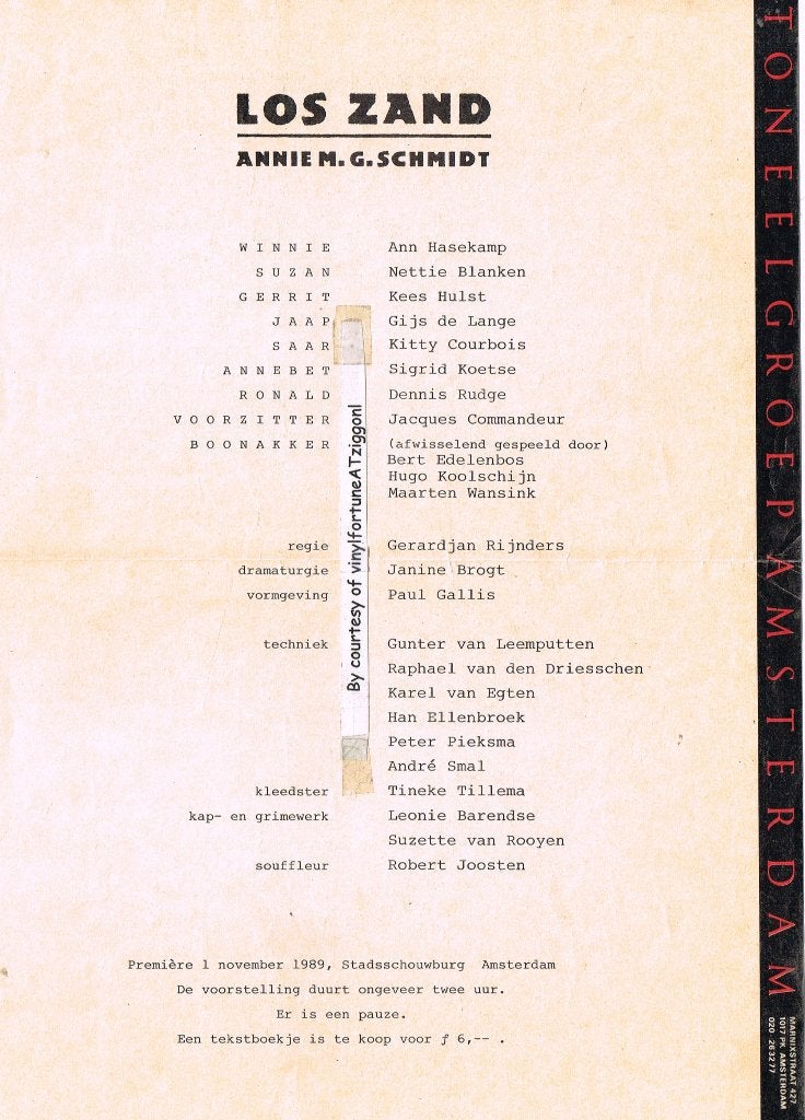 Annie M.G.Schmidt:"Los Zand" Toneelgroep Amsterdam uit 1989, Annie M.G. Schmidt, Ophalen of Verzenden, Zo goed als nieuw, Toneel