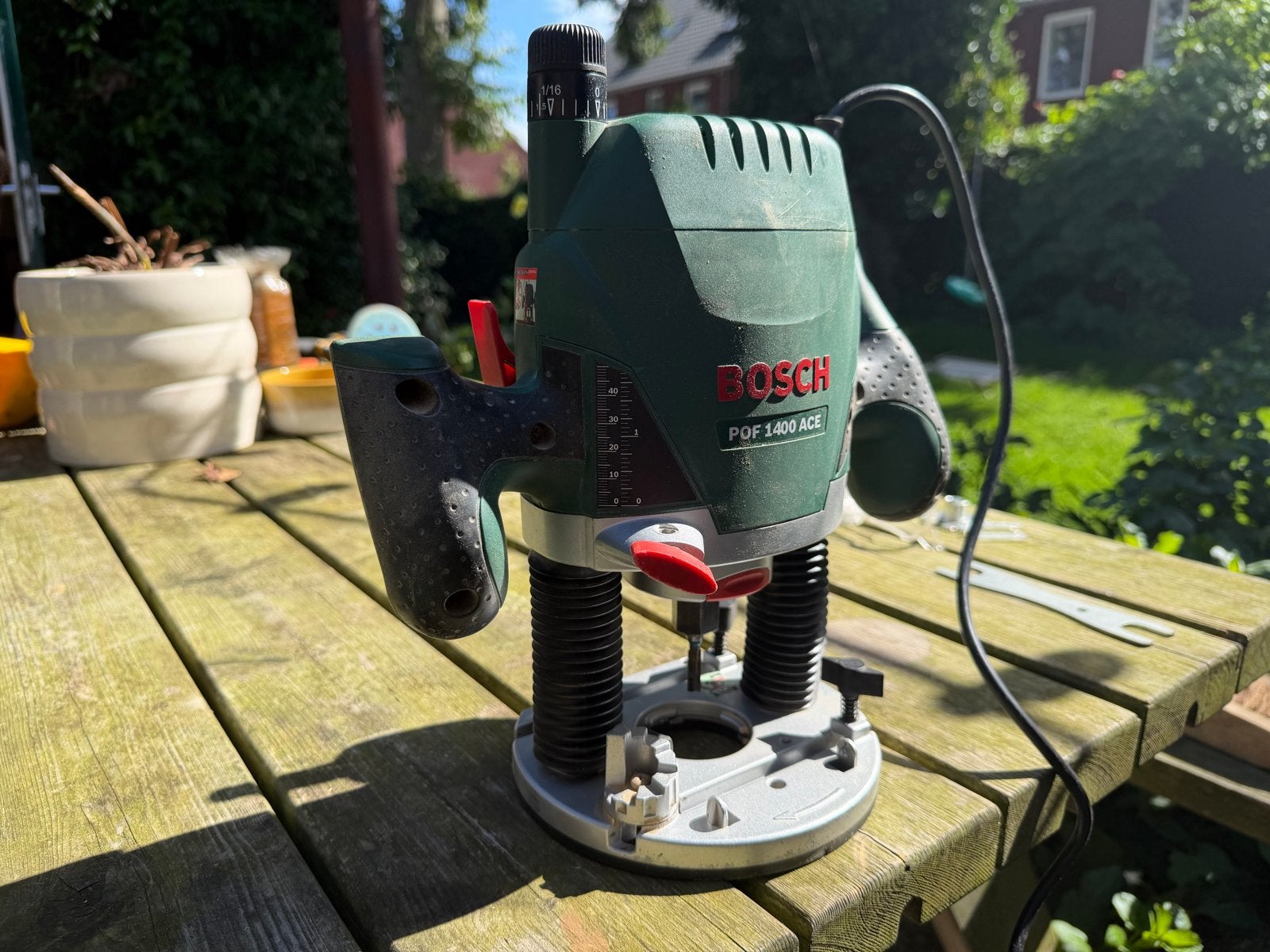 Bosch POF 1400 ACE Bovenfrees met koffer, Ophalen, Gebruikt, Elektrisch, Bovenfrees