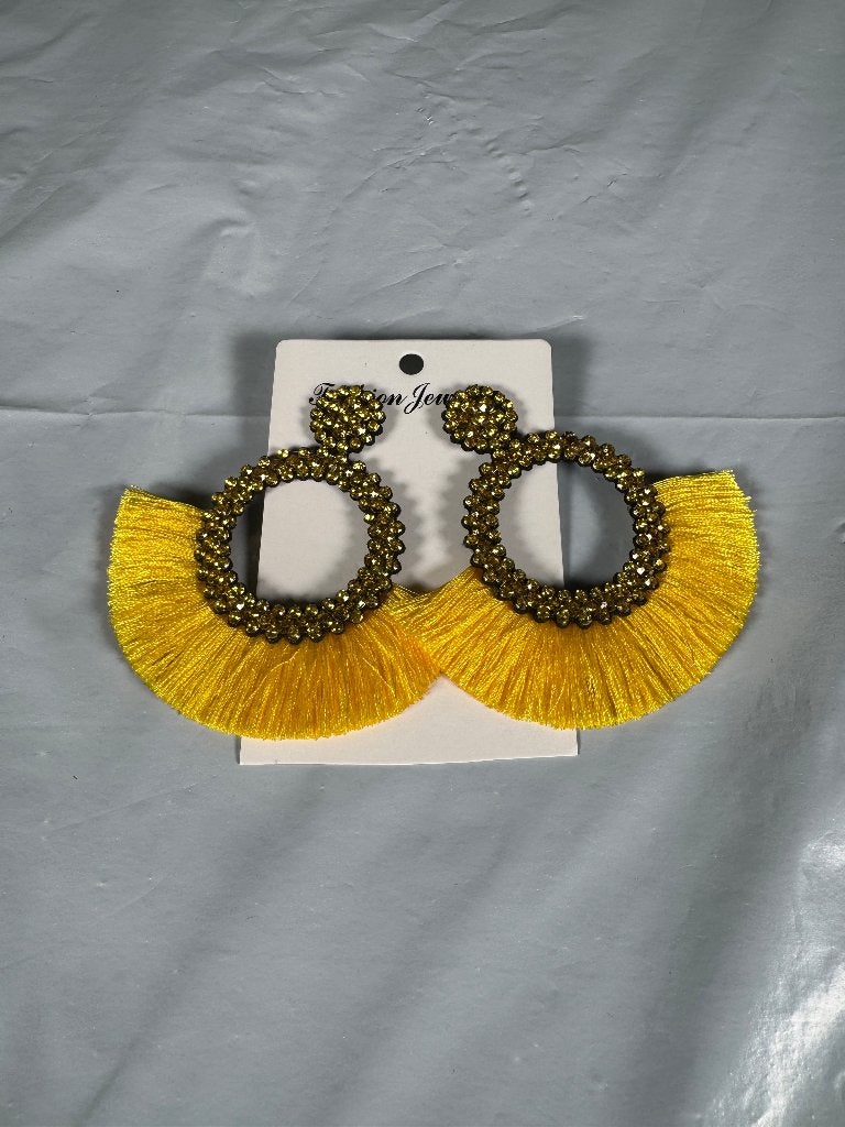 Fashion Jewelry Yellow Tassel Hoop Earrings Yellow One Size, Sieraden, Tassen en Uiterlijk, Oorbellen, Overige materialen, Hangers