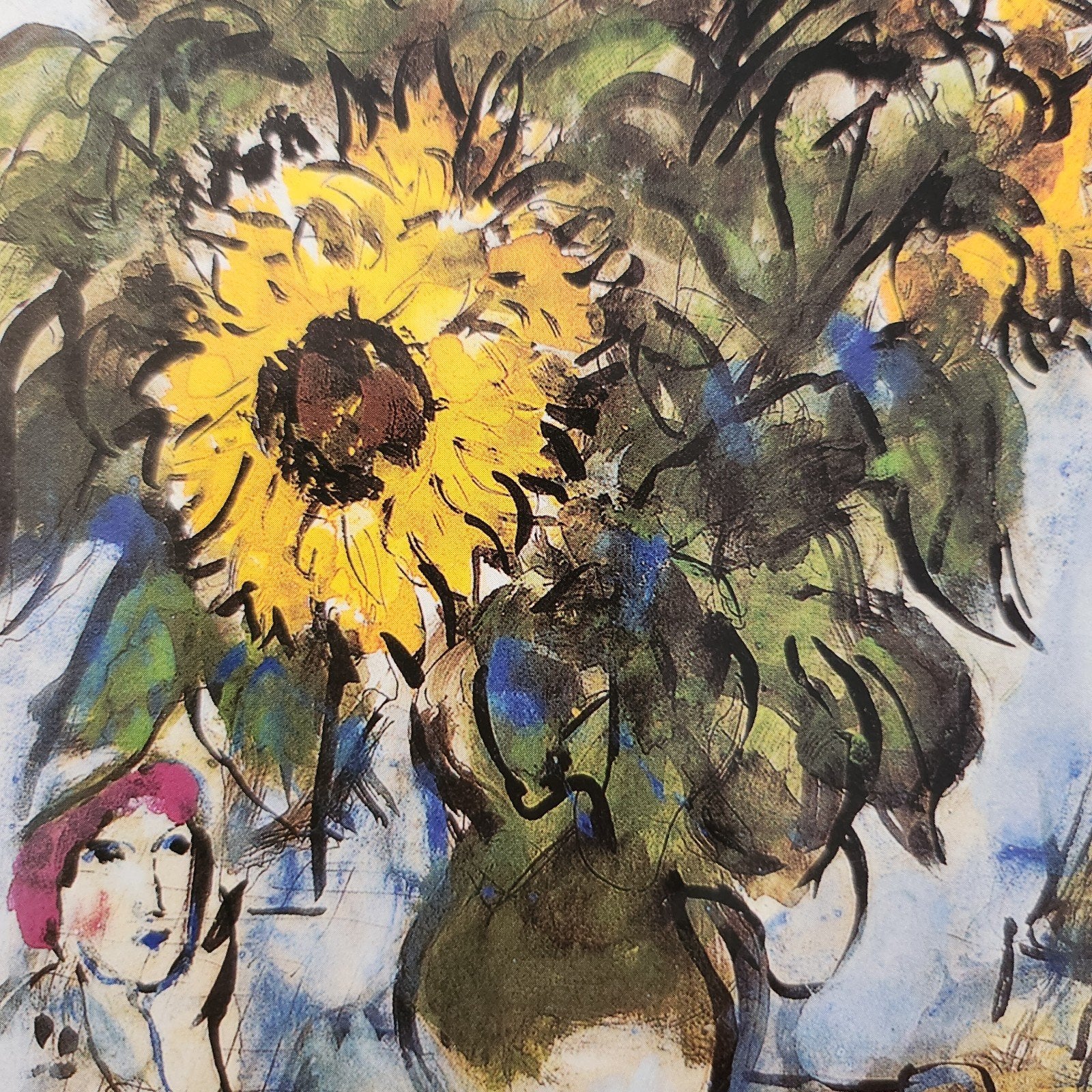 Kunstkaart Marc Chagall - Zonnebloemen, Verzenden, 1980 tot heden, Ongelopen, Cultuur en Media