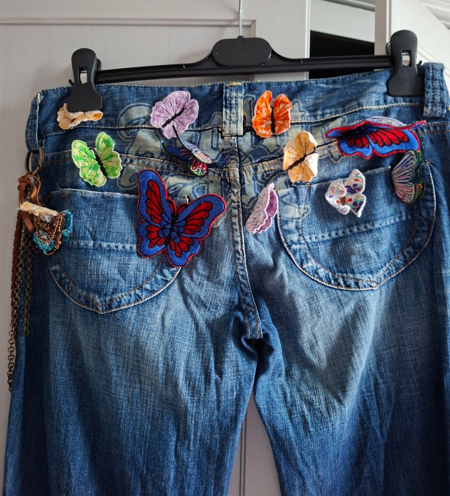 Nolita ECHTE y2k jeans met sierlijke heupketting en details, Blauw, Ophalen of Verzenden, Zo goed als nieuw, W28 - W29 (confectie 36)