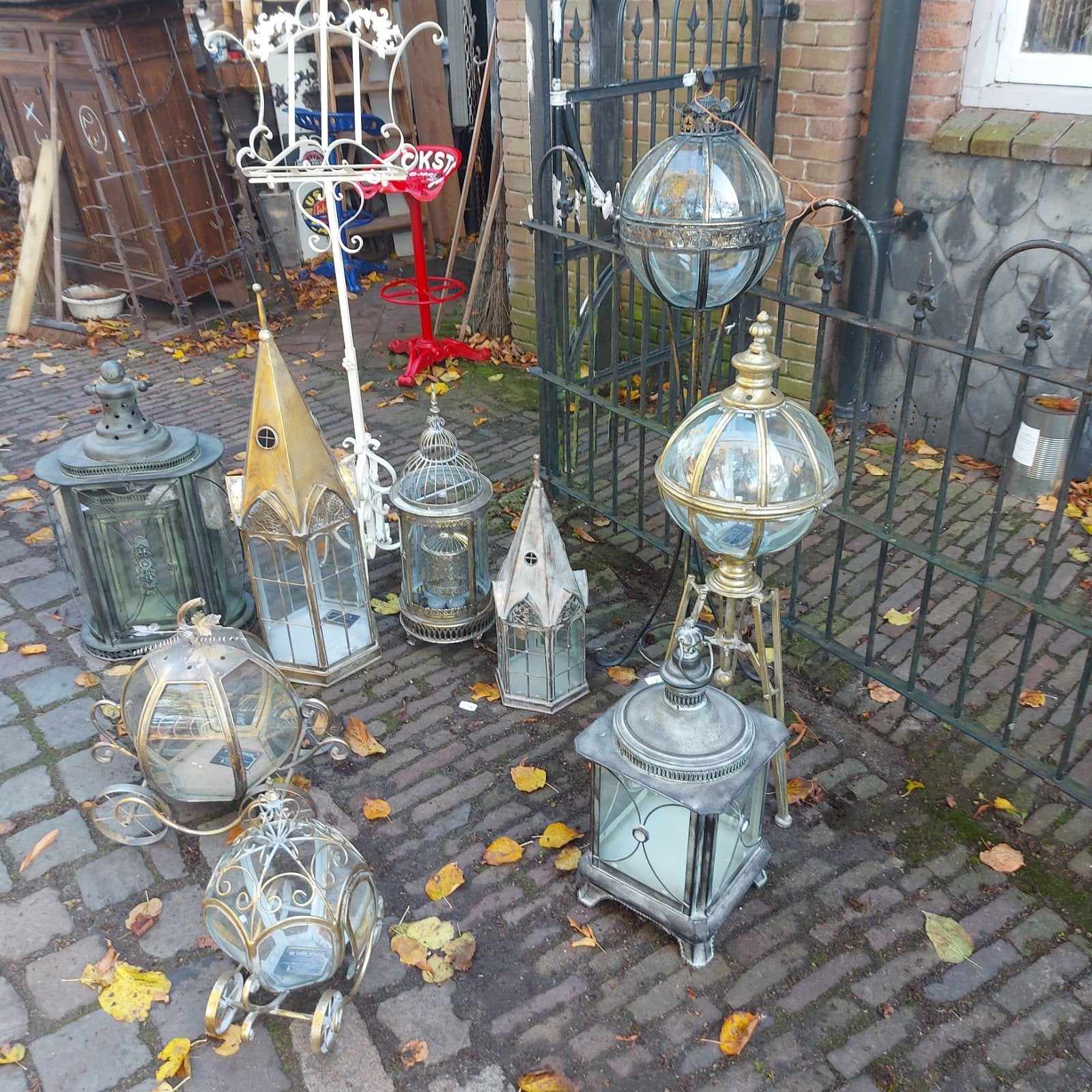 zeer exclusief lantaarn windlichten bollamp metaal, Ophalen of Verzenden