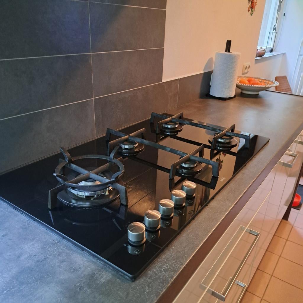 AEG gas op glas kookplaat, Ophalen, Gebruikt, Inbouw, Gas