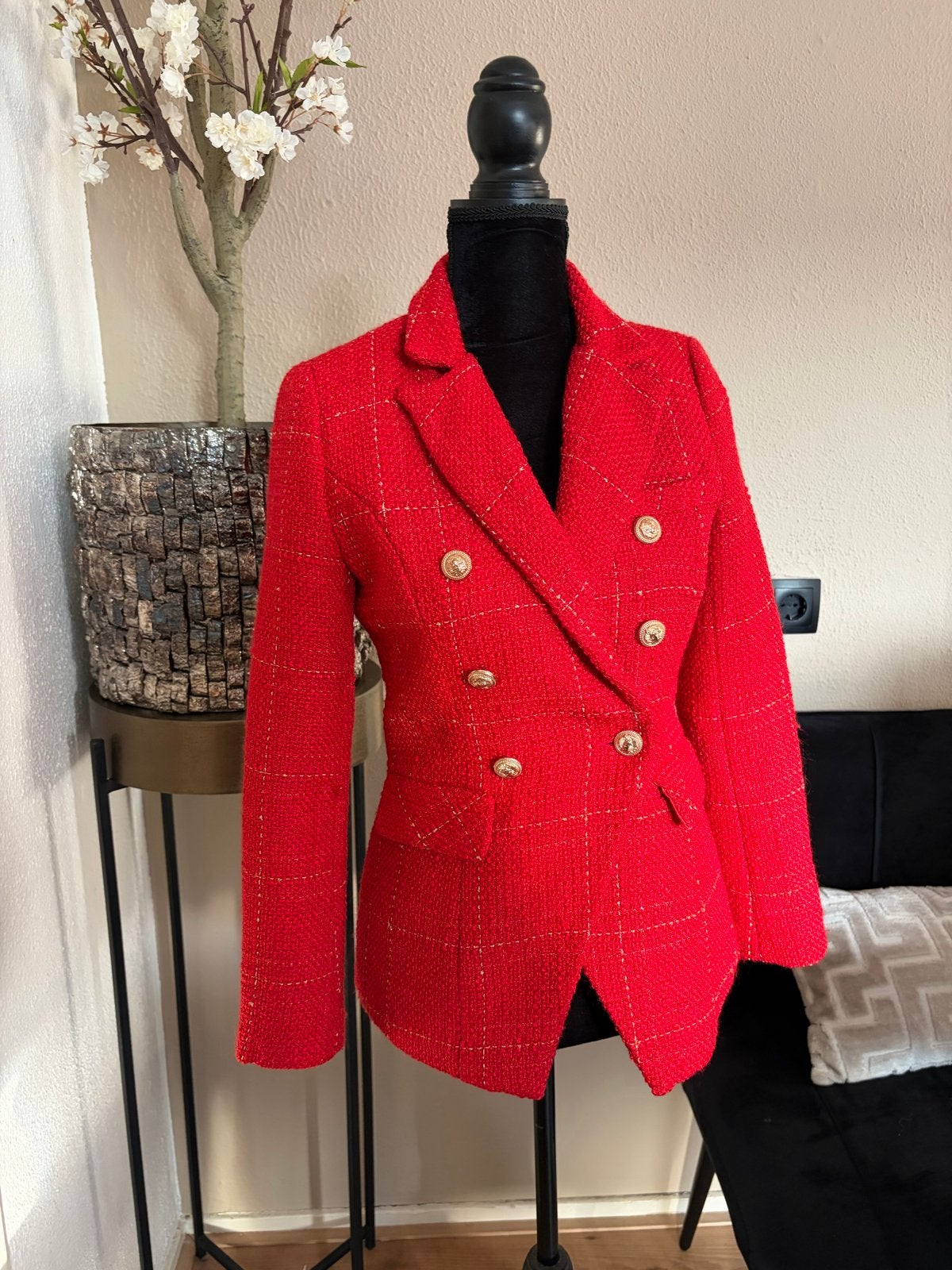 Attentif Jasje Maat S Rood met Gouden Details, Ophalen of Verzenden, Zo goed als nieuw, Jasje, Maat 36 (S)