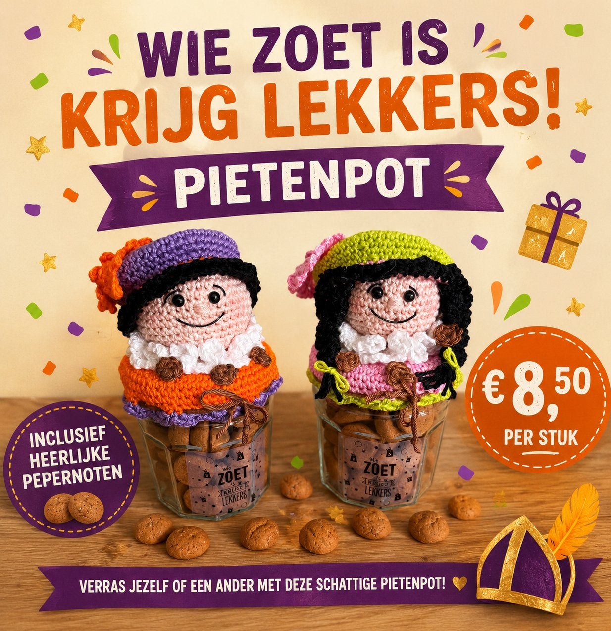 Pieten pepernoten pot, Ophalen of Verzenden, Nieuw, Breien en Haken