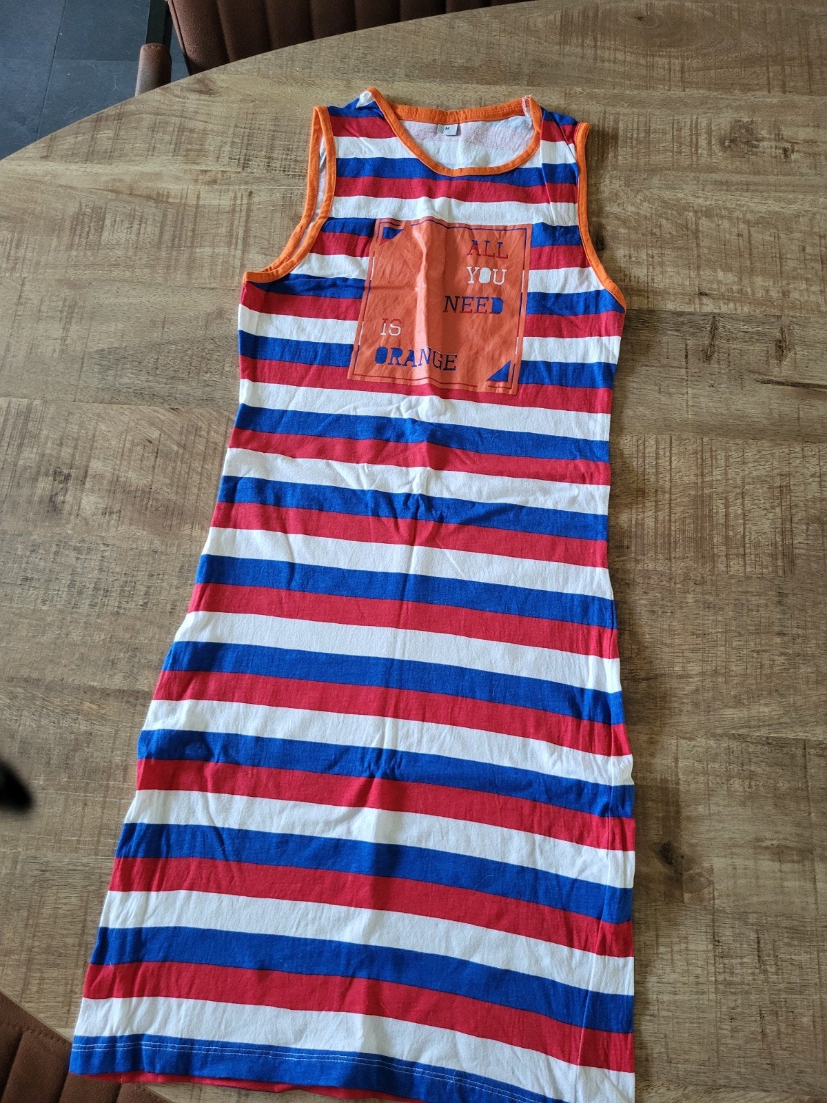 Rood/wit/blauw jurkje maat M voor Koningsdag, Meerkleurig, Gedragen, Boven de knie, Ophalen