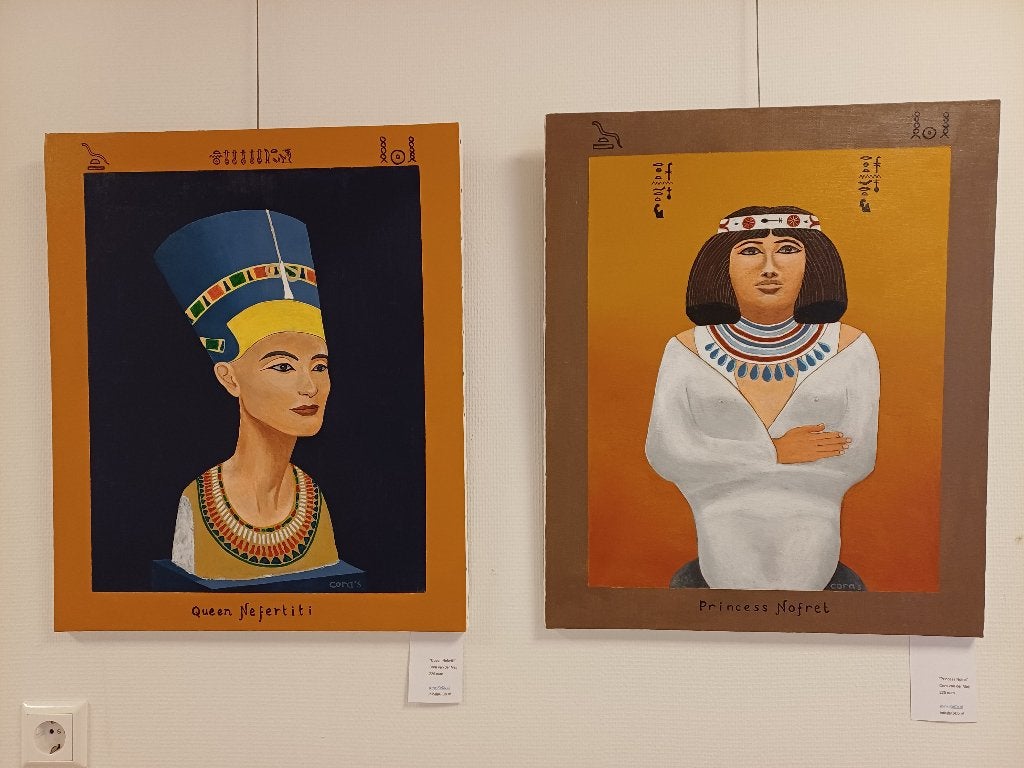 Schilderij 2x, Antiek en Kunst, Ophalen, Acrylverf, Doek, Portret of Personen