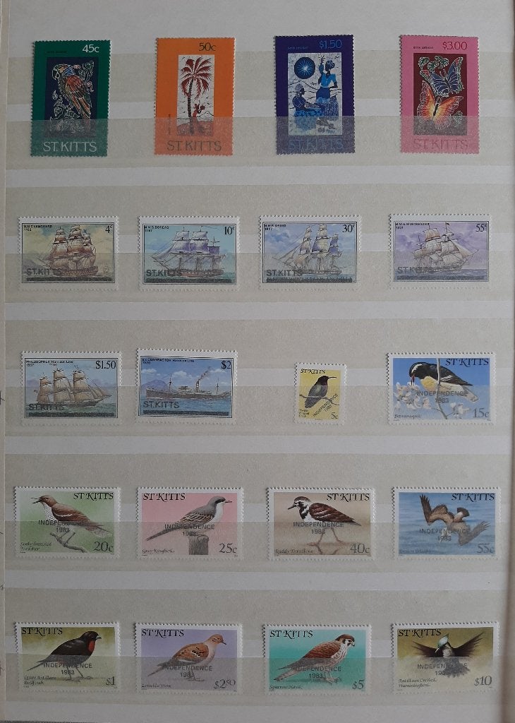 St. Kitts Nr. 14 Postzegels Schepen en Vogels Postfris, Ophalen, Postfris, Zuid-Amerika