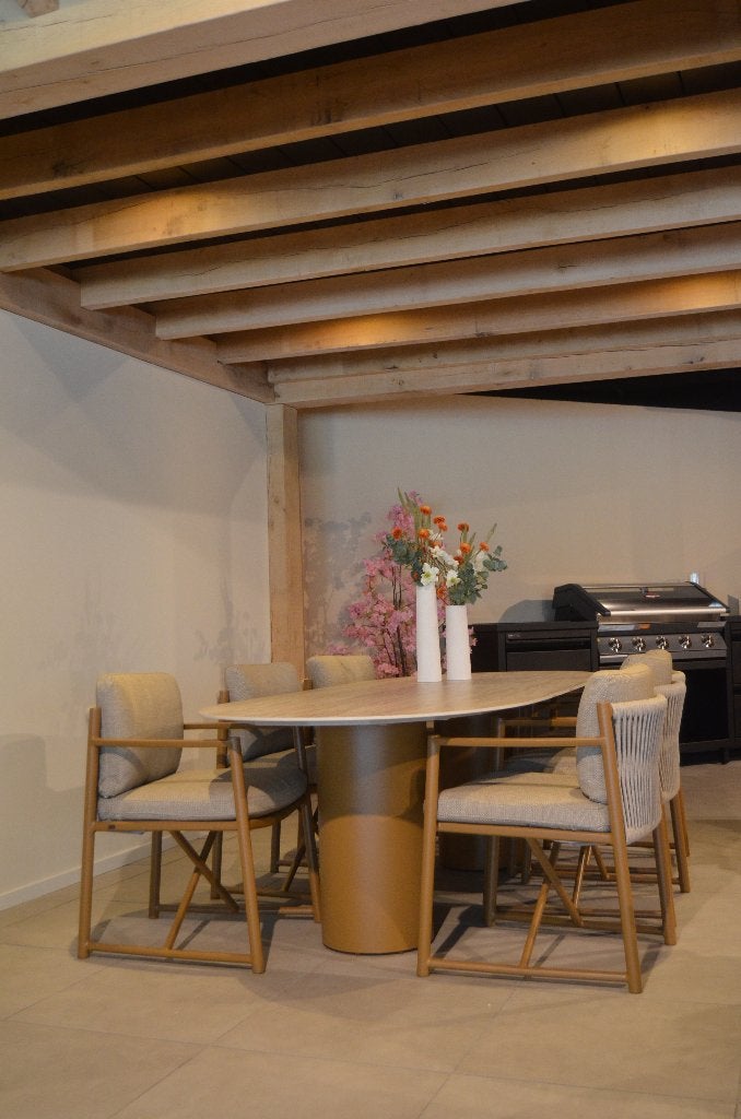 Marina diningset, 6 zitplaatsen, Aluminium, Ophalen of Verzenden, Zo goed als nieuw