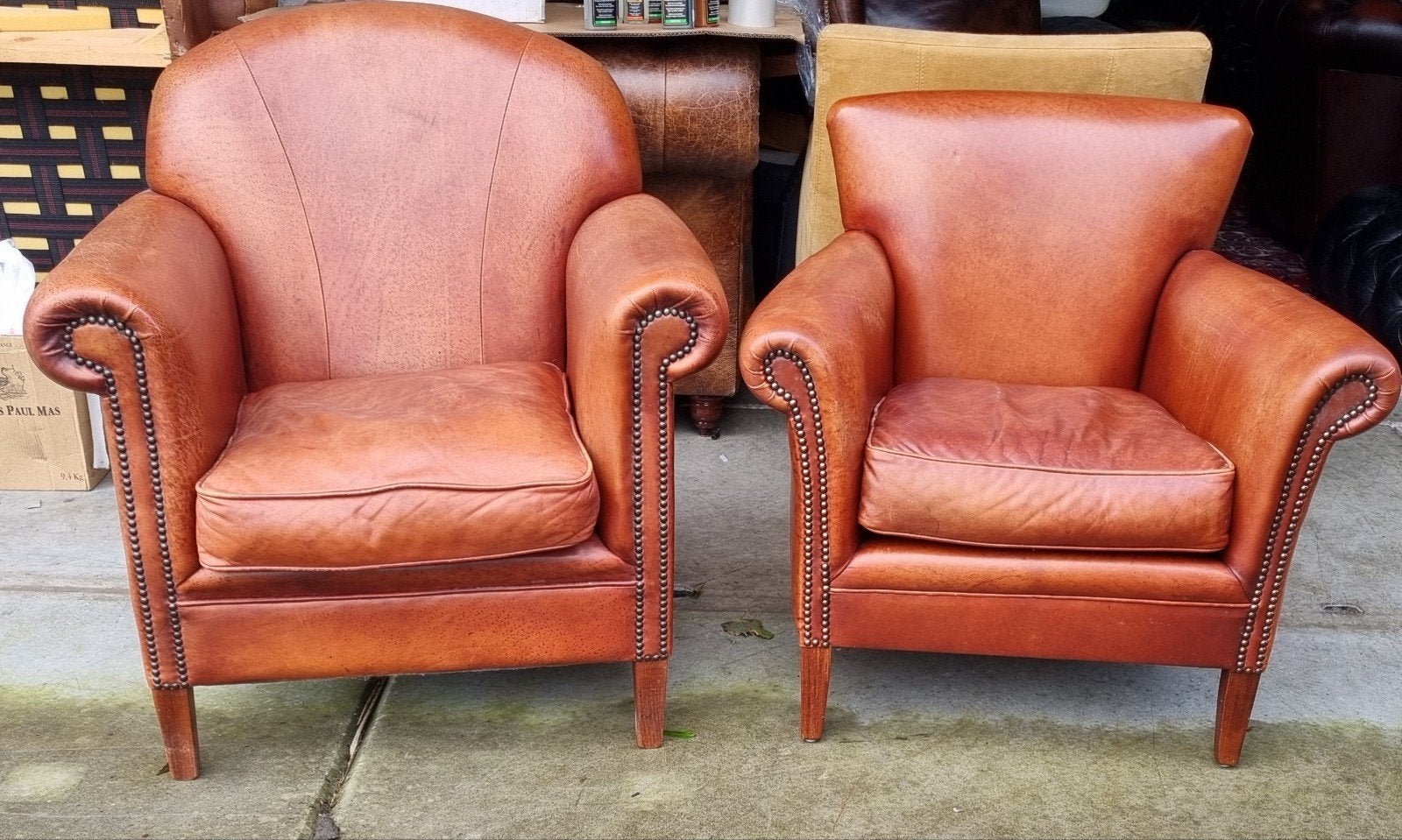 2x Chesterfield Bendic fauteuil cognac kleur, Gebruikt, ., Chesterfield, Ophalen of Verzenden