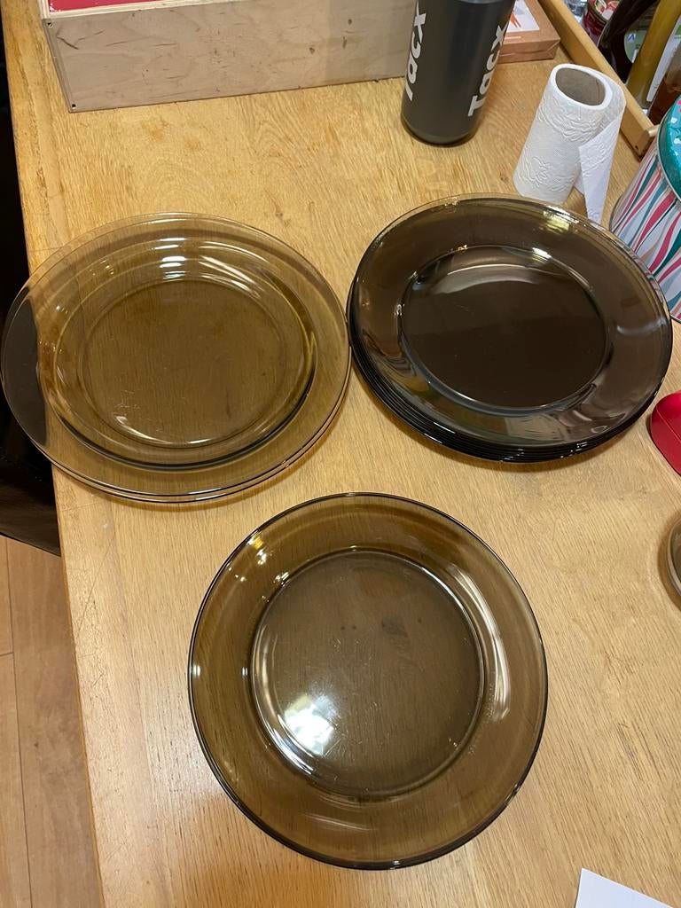 Set borden Arcopal France rookglas, Ophalen of Verzenden, Bord(en), Overige stijlen, Glas