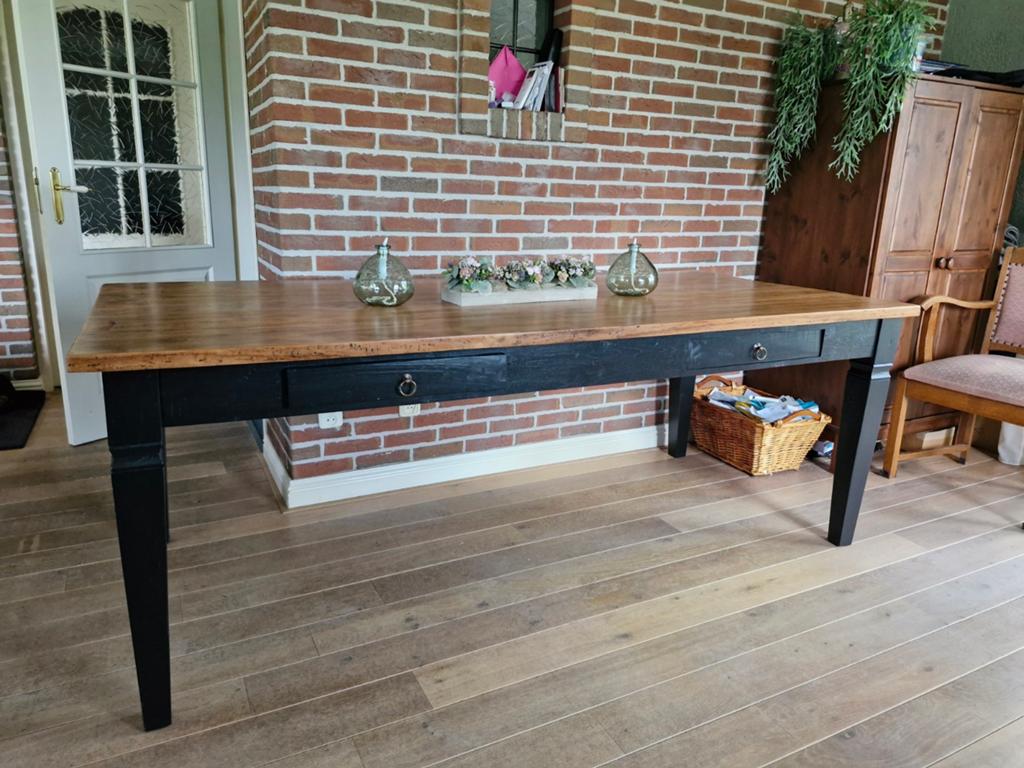 Teak houten tafel 220x100, Ophalen, Gebruikt, 200 cm of meer, 50 tot 100 cm