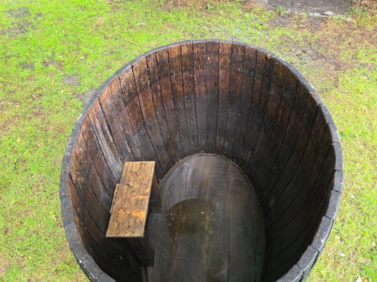 Houten Wijnvat, ijsbad, dompelton of Hottub, Tuin en Terras, Ophalen of Verzenden, Gebruikt, Trap, Vast