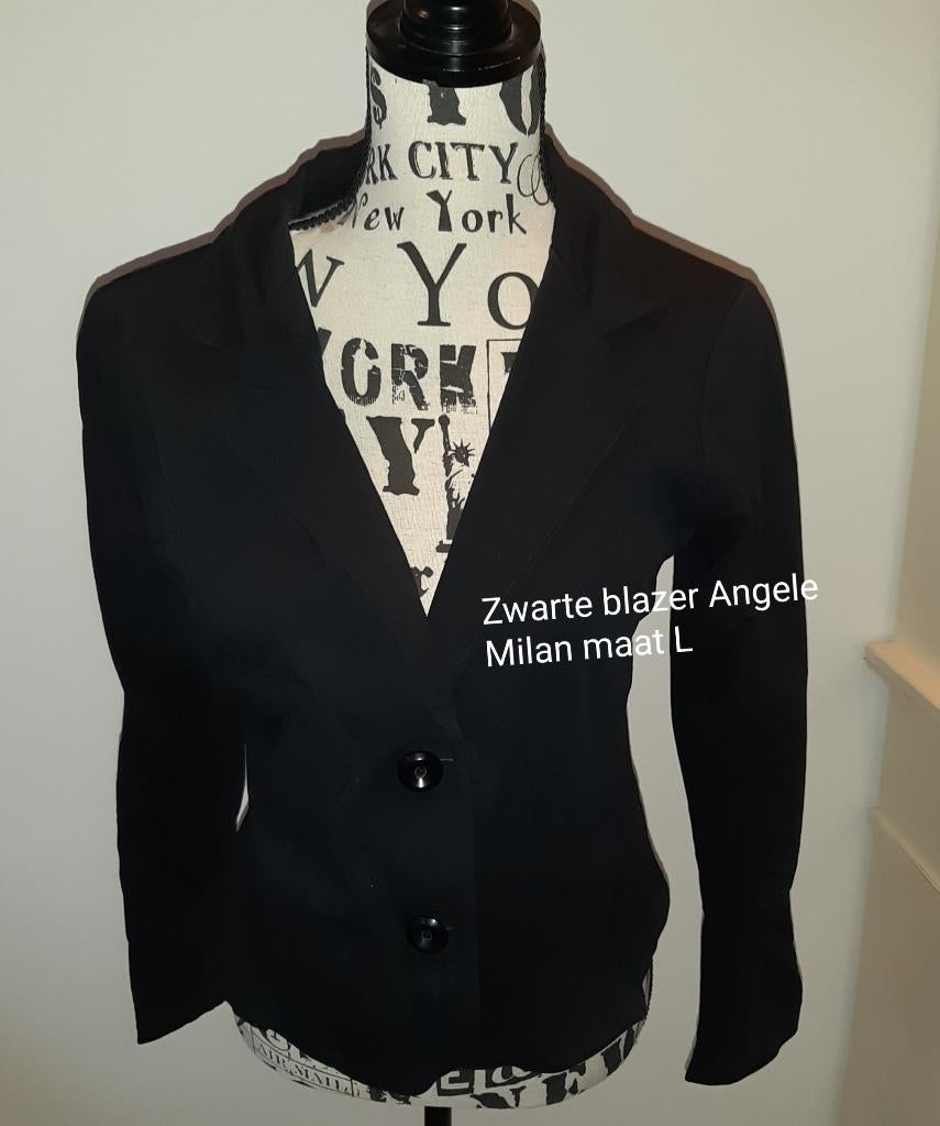 Zwarte blazer van Angele Milan maat L, Angelle Milan, Zwart, Ophalen of Verzenden, Zo goed als nieuw