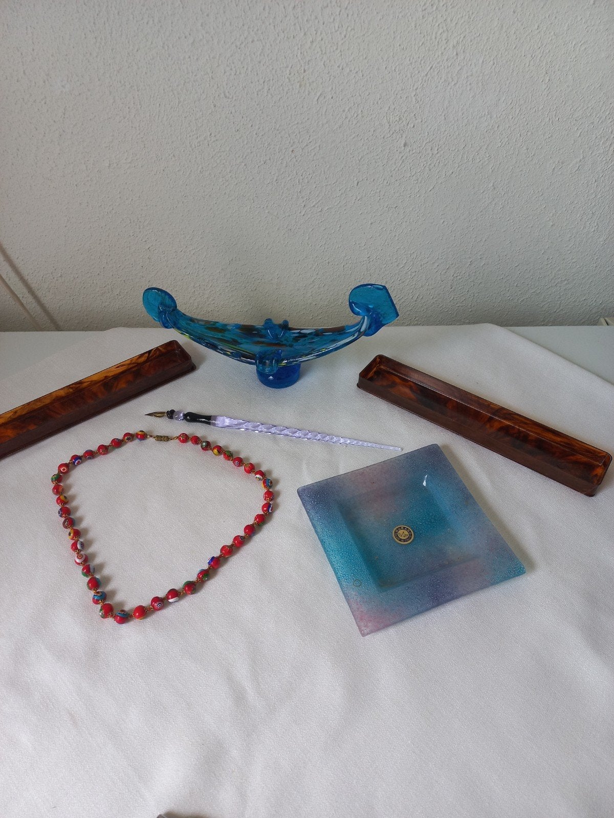 Vintage Murano Glas Collectie: Ketting, Pen, Schaal, Asbak, Ophalen of Verzenden