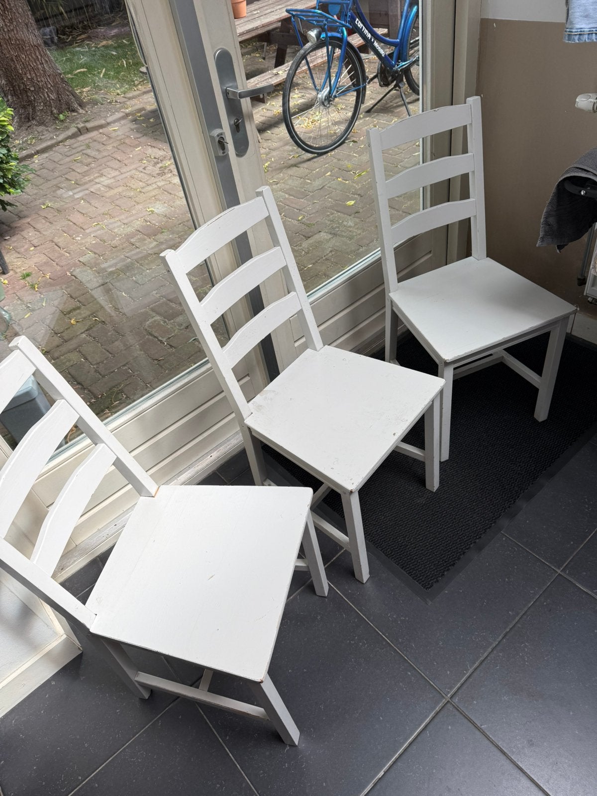 Eetkamer stoelen set 4 stuks (gratis ophalen), Huis en Inrichting, Stoelen, Ophalen, Gebruikt, Wit, Vier