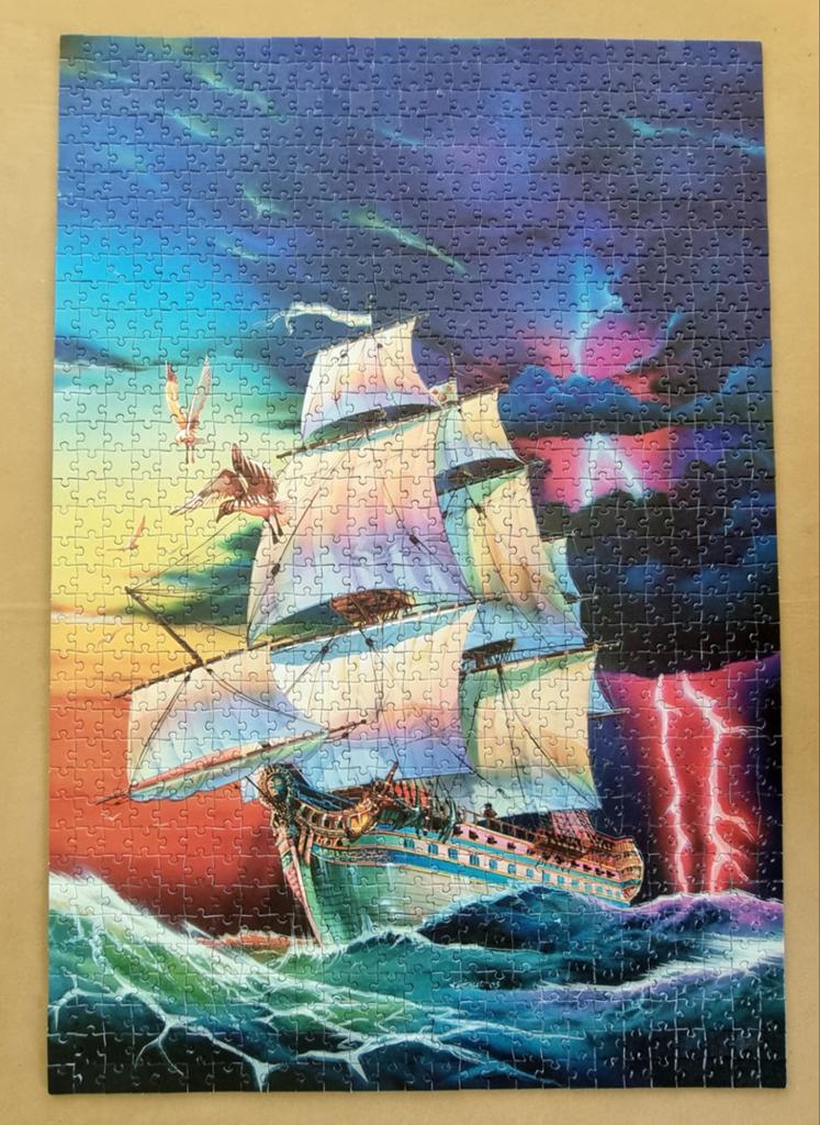 Fluorescerende Puzzel 1000 Stukjes - Schip in Storm, Ophalen of Verzenden, 500 t/m 1500 stukjes, Gebruikt