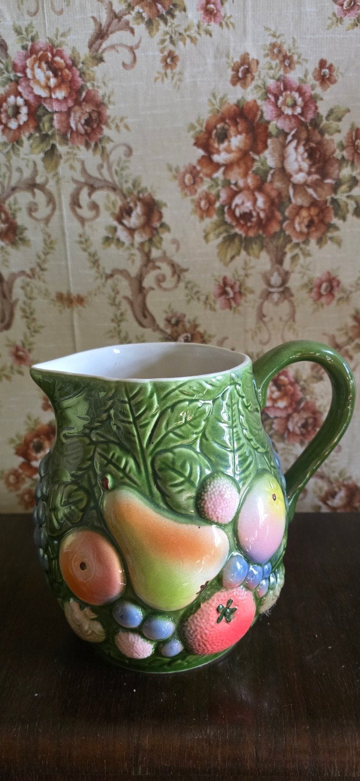 Prachtige oude Franse barbotine kan fruitdecor, Ophalen of Verzenden