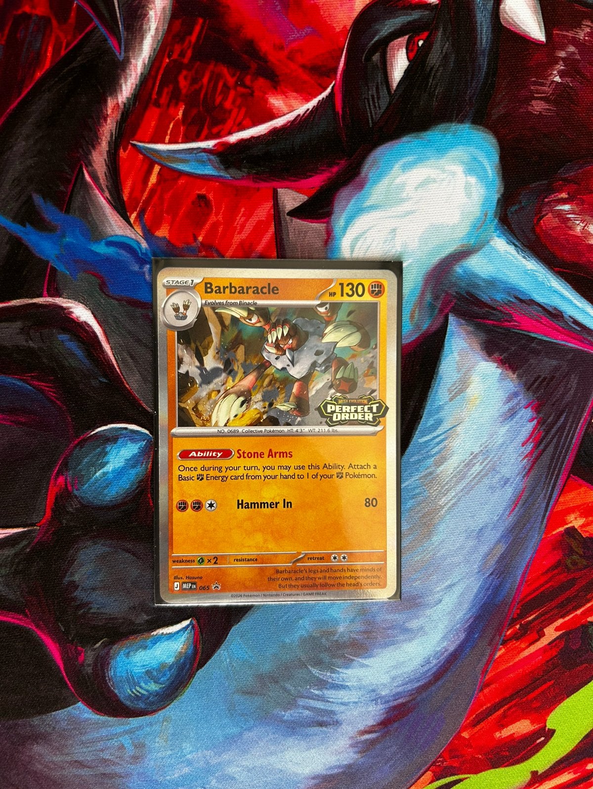Barbaracle MEP 065 Perfect Order Pre Release, Hobby en Vrije tijd, Verzamelkaartspellen | Pokémon, Ophalen of Verzenden, Zo goed als nieuw