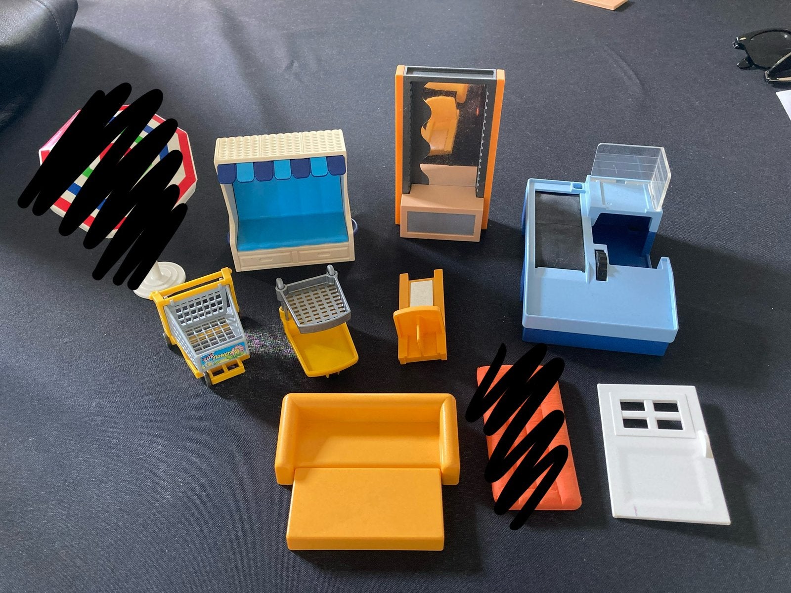 Playmobil lopende band kassa, strandstoel ed…, Ophalen of Verzenden, Gebruikt, Los playmobil