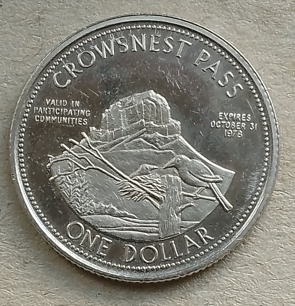 Canada, souvenir dollar. Crawsnest Pass Frank Slide 1978, Ophalen of Verzenden, Overige materialen, Buitenland