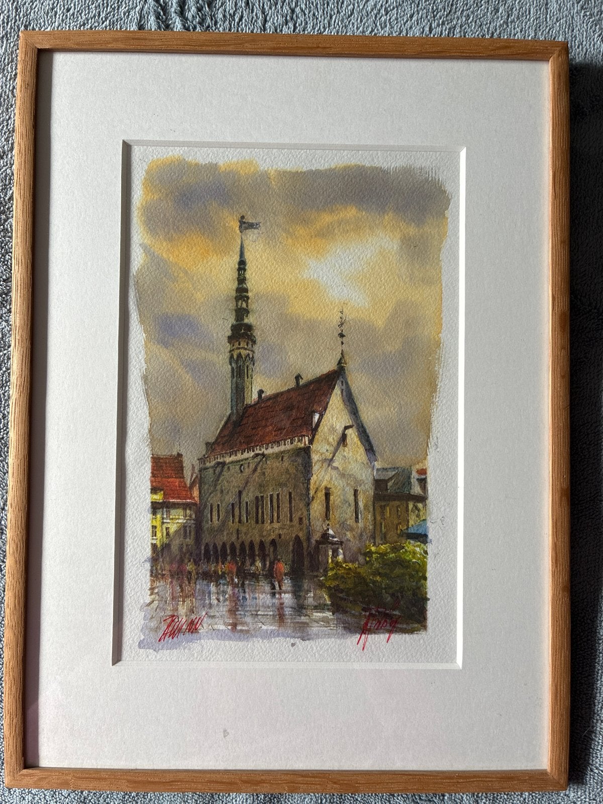 Stadsgezicht Tallinn - Anatol Triboi (Aquarel), Realistisch, Ophalen of Verzenden, Gesigneerd, Aquarel