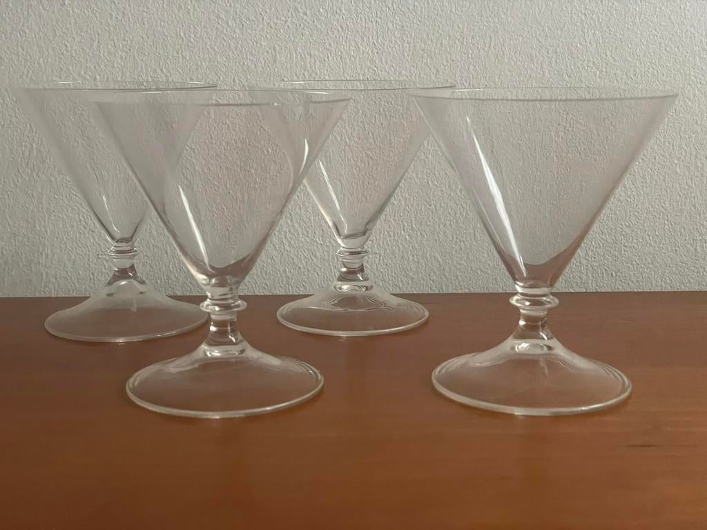 Gerard Muller: 4 Funnel glazen Josephinenhütte, Schreiberhau, Ophalen of Verzenden