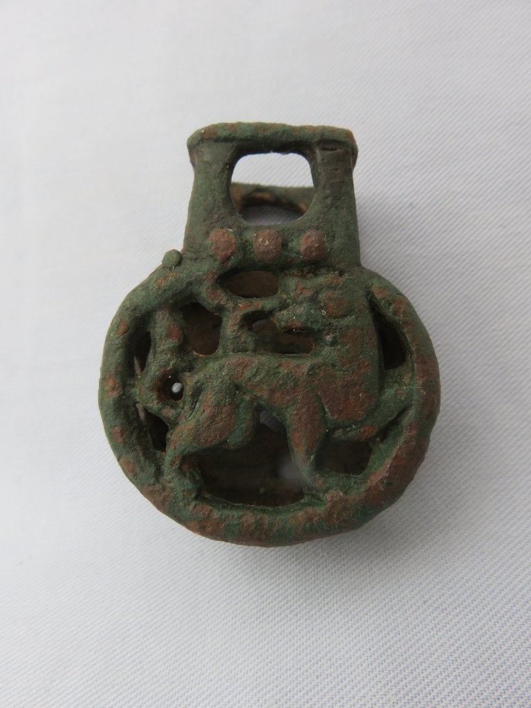 Middeleeuwen - Leeuw stafknop - ca. 1100 A.D. -  bodemvondst, Ophalen of Verzenden