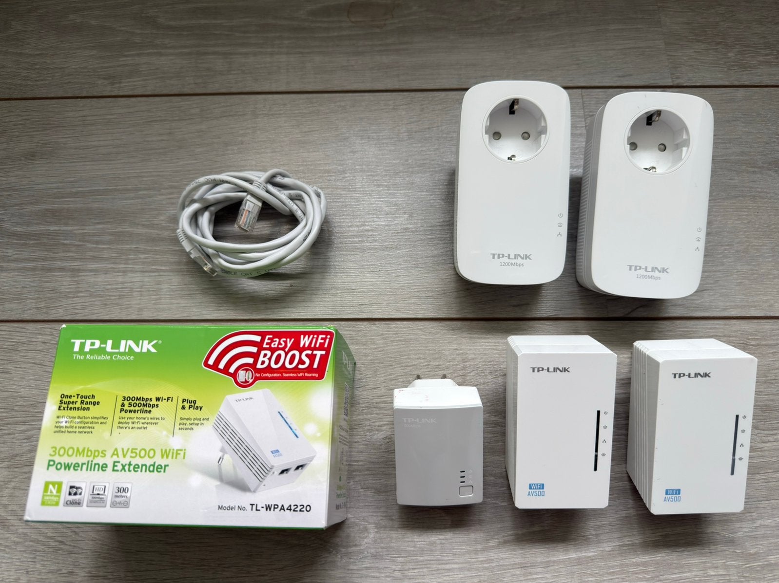 TP-Link Powerline Adapters (4 stuks) - 1200 Mbps en 500Mbps, Ophalen of Verzenden, Gebruikt, TP Link