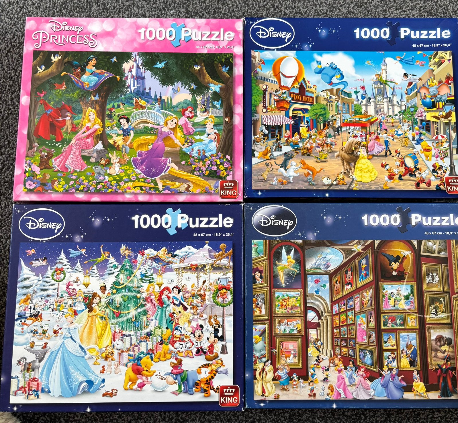 4 king disney puzzels 1000 stukjes, Ophalen of Verzenden, 500 t/m 1500 stukjes, Zo goed als nieuw, Legpuzzel