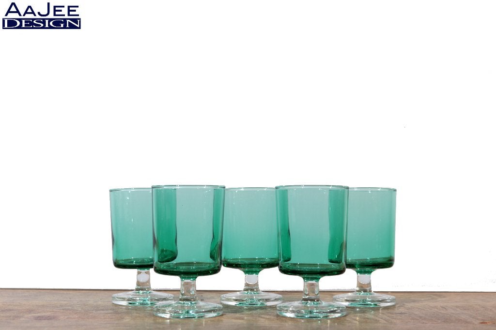 Set van 5 – Luminarc – Cavelier – Glaasje – Groene kelk, Verzamelen, Ophalen of Verzenden, Gebruikt, Overige typen