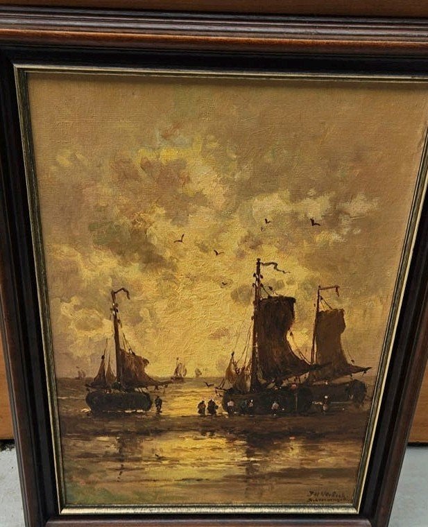 J.H. Verbeek - scheveningen erfstuk -Maritiem -INFO FOTO 2, Ophalen, Nederlandse school, Ingelijst, Maritiem / water