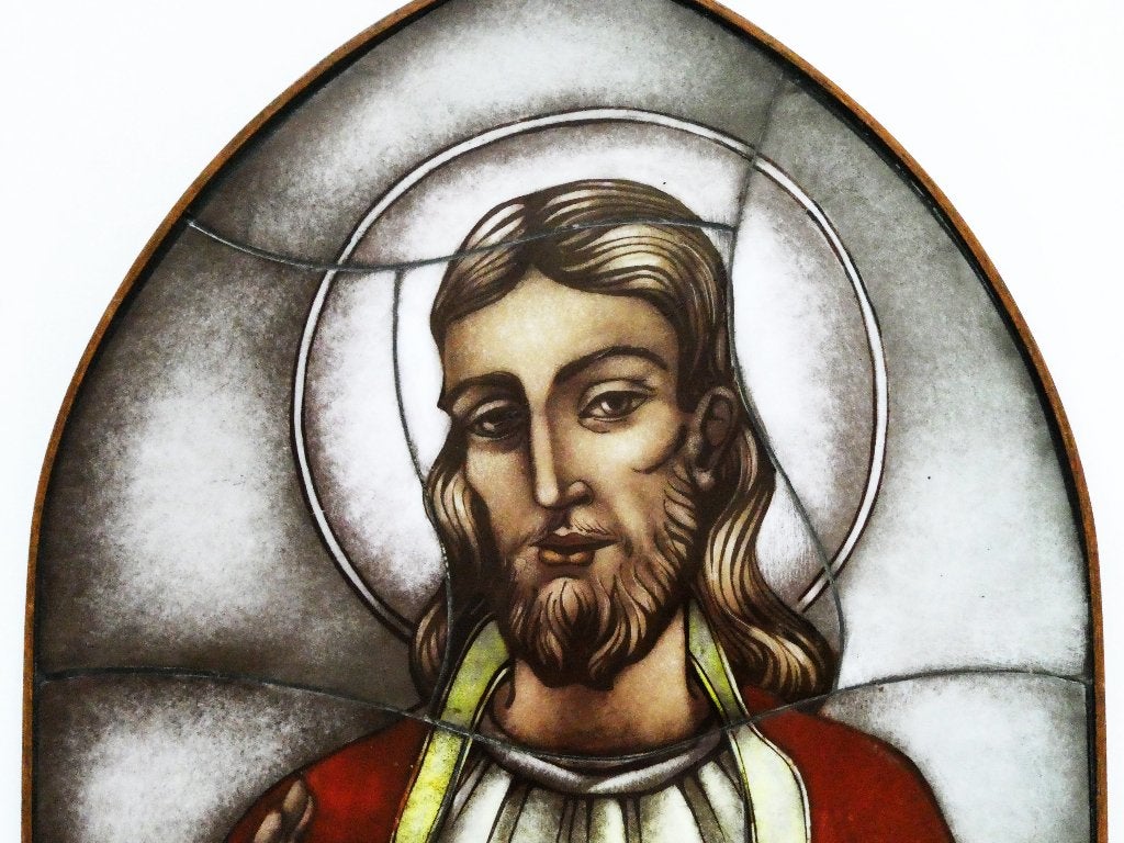Opaline gebrandschilderd Icoon Jezus Heilig Hart G.v Paridon, Ophalen of Verzenden