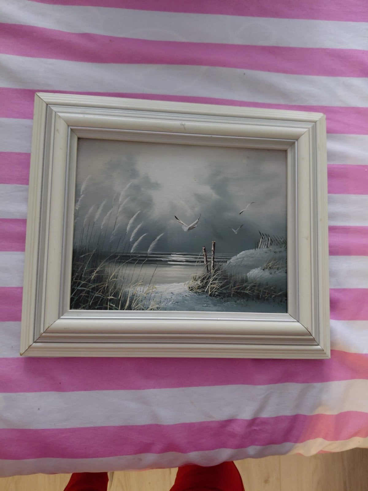 Schilderij: Zeegezicht met meeuwen en duinen, Antiek en Kunst, Kunst | Schilderijen | Klassiek, Ophalen of Verzenden