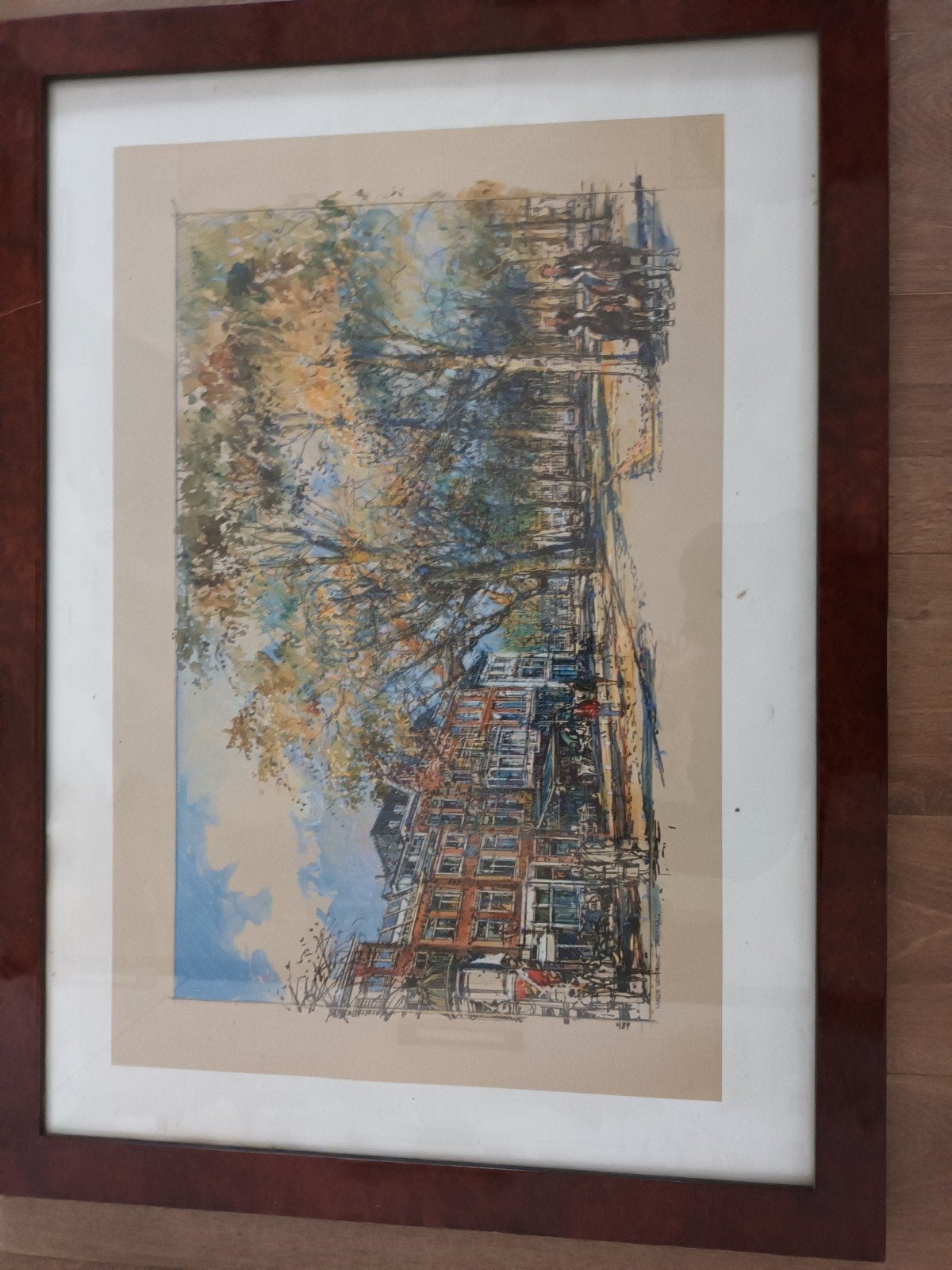 Korte Voorhout Den Haag met Café De Posthoorn, Ophalen, Realistisch, Aquarel, Ingelijst