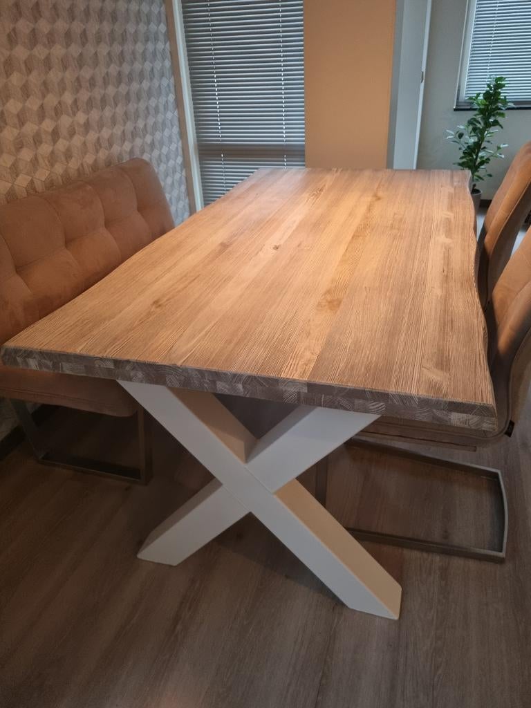 Stoelen en bank, Huis en Inrichting, Tafels | Eettafels, Ophalen, Gebruikt, 50 tot 100 cm, 150 tot 200 cm
