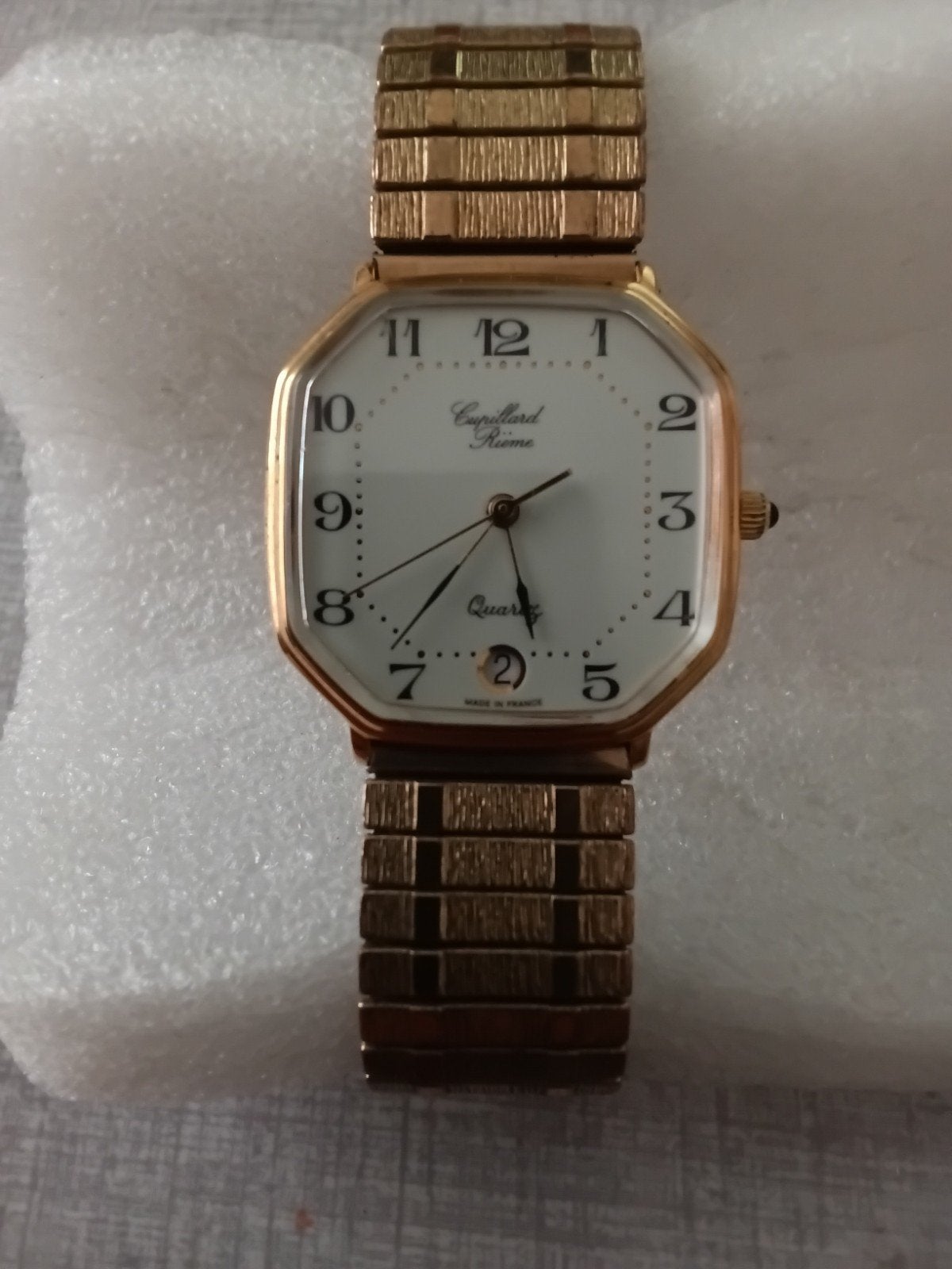 Verguld heren horloge,merk; Cupillard Riëme, Quartz., Ophalen of Verzenden, Staal, Overige merken