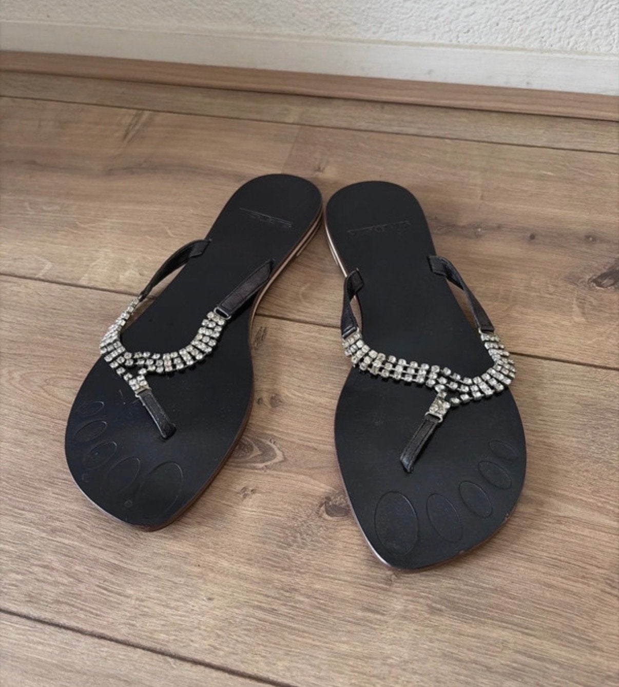 Zwarte sandalen met strass, Violets, Zwart, Sandalen of Muiltjes, Ophalen of Verzenden