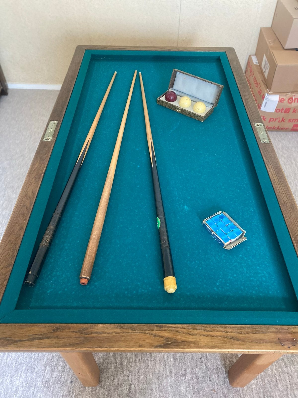 Biljarttafel met accessoires en afdekplaat, Ophalen, Gebruikt, Biljarttafel
