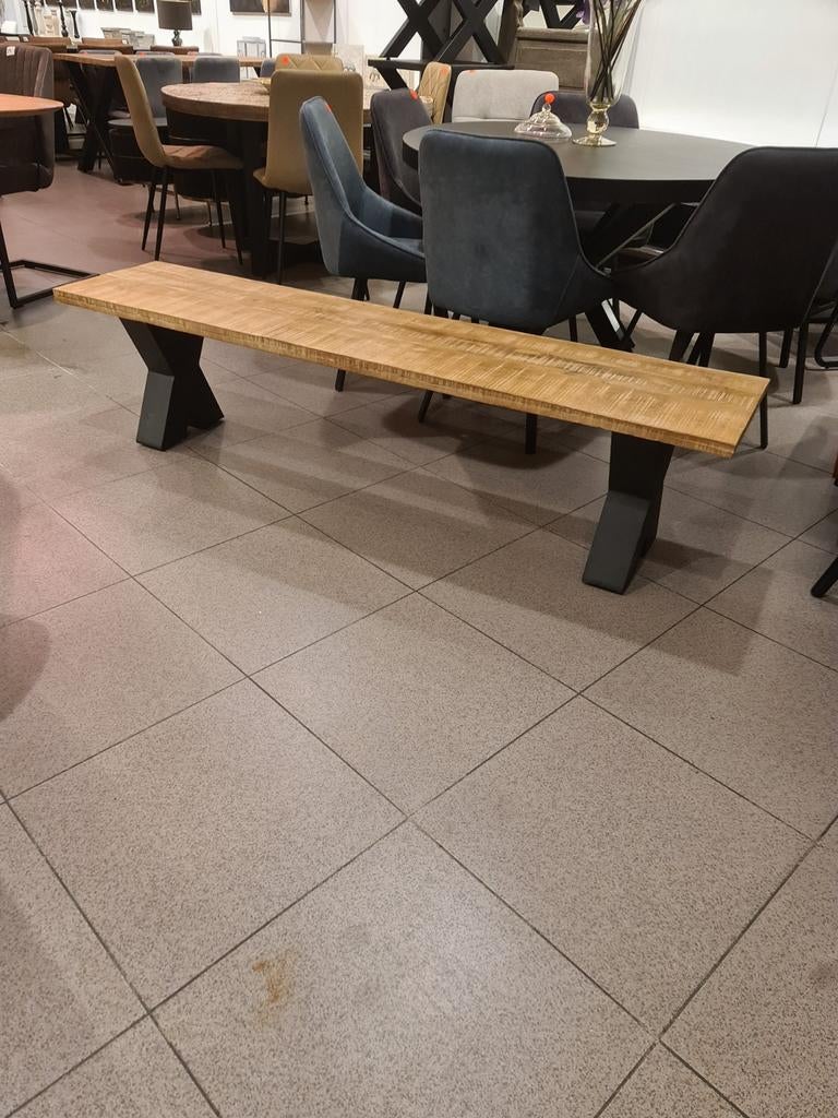 Nieuwe industriële bank 180x44x40cm kruispoot €150, Ophalen, ., Nieuw, .