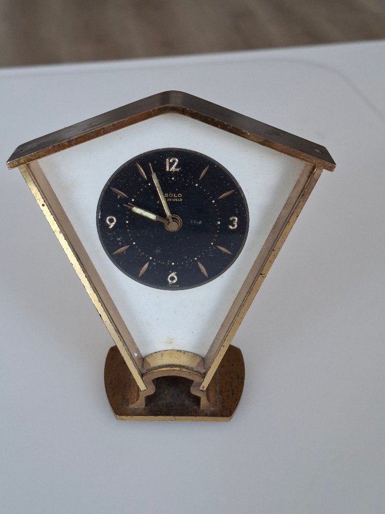 vintage tafelklokje/ wekker geheel koper jaren 50, Ophalen of Verzenden