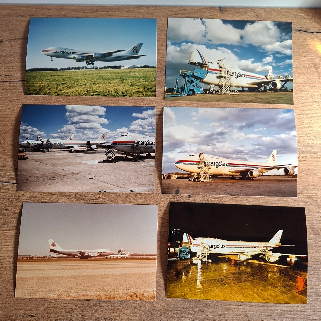 Set van 6 Cargolux Boeing 747 foto's, Ophalen of Verzenden, Zo goed als nieuw, Kaart, Foto of Prent