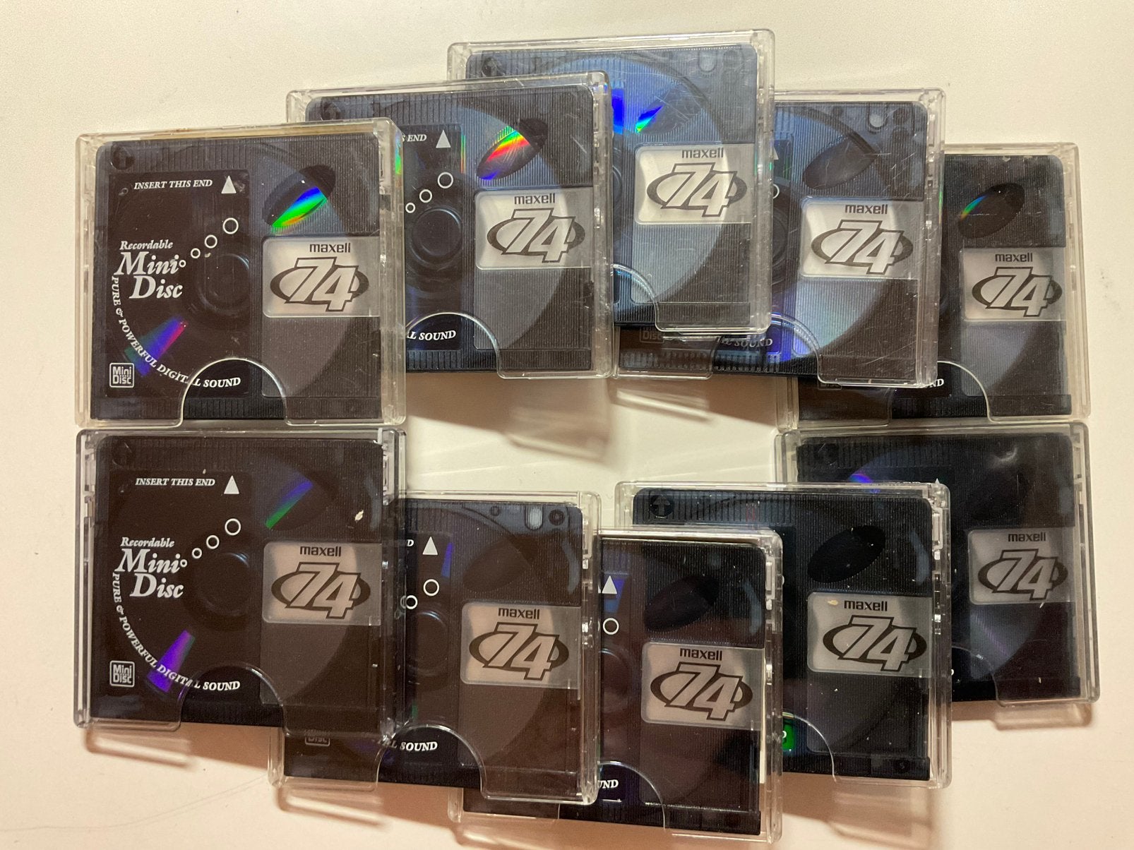 Minidisc’s. MAXELL ZWART. 10x als nieuw. 74 minuten, Ophalen of Verzenden