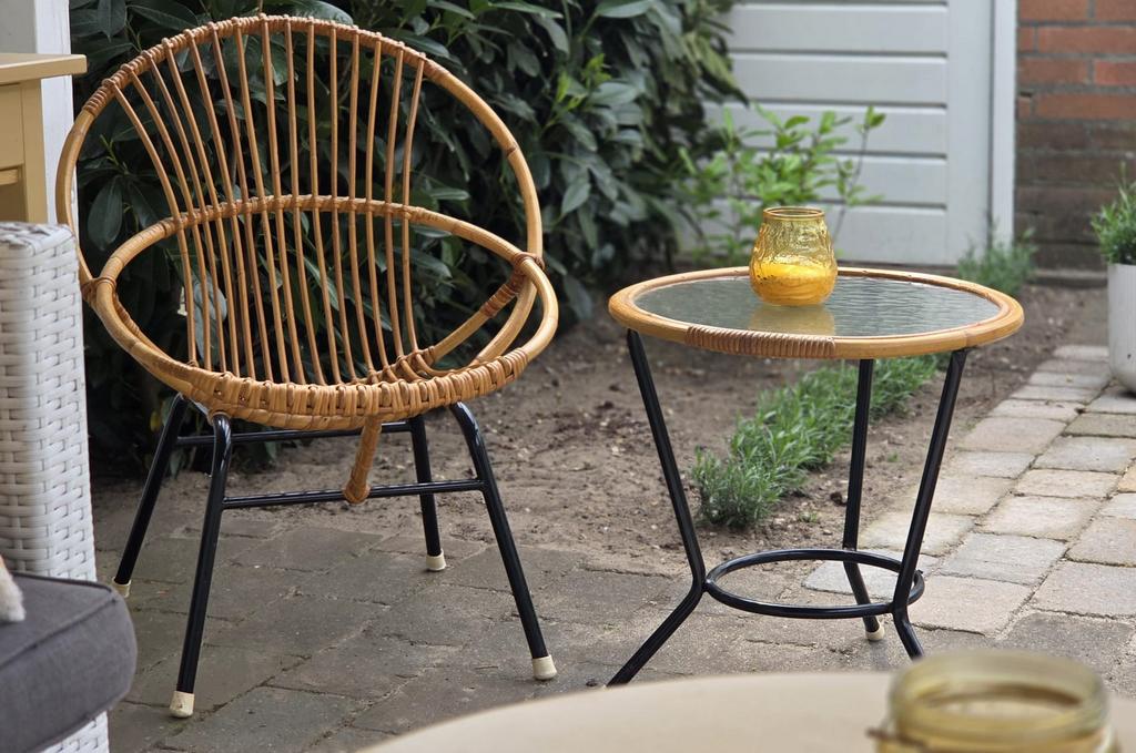 Vintage Rohe rotan setje, Ophalen, Zo goed als nieuw, Rotan