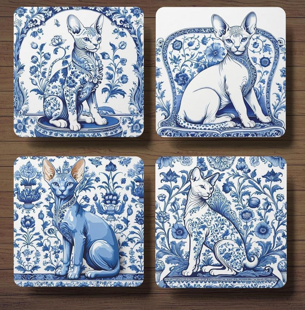 Sphynx Delfts Blauw onderzetters met houder, Ophalen of Verzenden, Nieuw