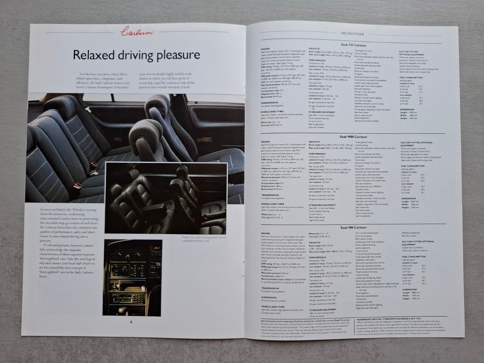 Saab Carlsson brochure - 1990, Ophalen of Verzenden, Zo goed als nieuw, Overige merken
