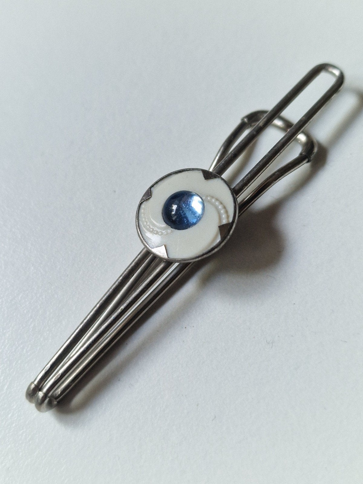 Vintage Art Deco Dasklem met Blauwe Steen - Scandinavisch, Ophalen of Verzenden