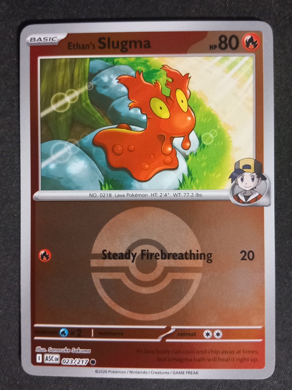 Ethan's Slugma 023/217 Ascensed Heroes Reverse Pokeball NM, Verzenden, Zo goed als nieuw, Losse kaart, Foil
